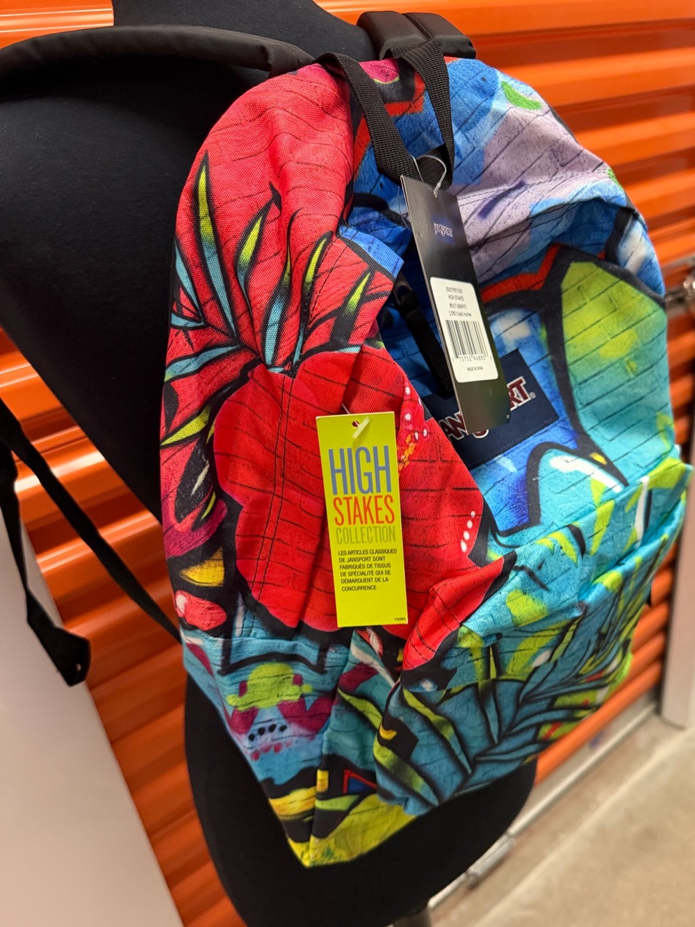 NWT JanSport High Stakes Multicolor Graffiti Print Backpack - Blue/Red/green - Picture 6 of 7